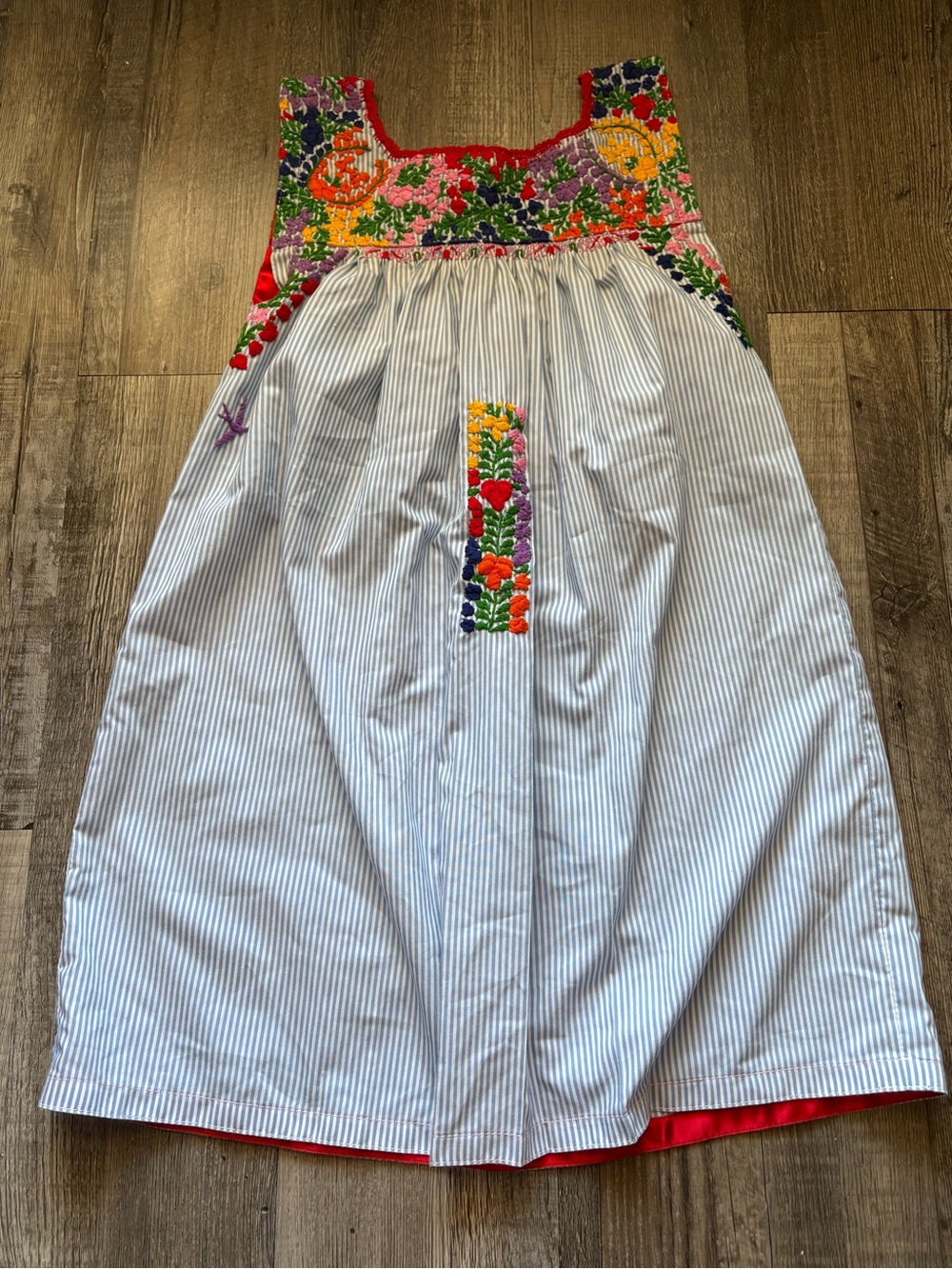 Embroidered Striped Embroidered Dress
